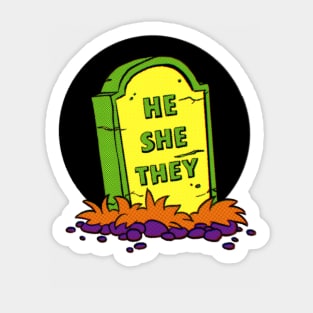 He/She/They Pronoun Grave Sticker